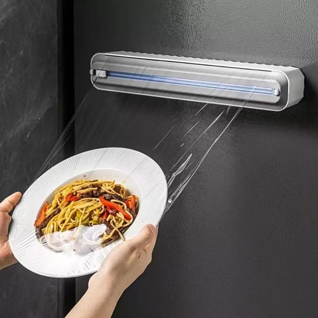 Cortador De Plástico Filme PVC Suporte Ajustável Dispensor de Filme Descartável  Aderente Selador Comida Cozinha