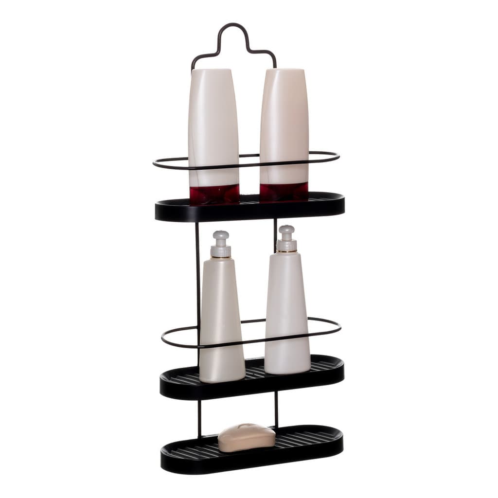 Suporte Para Shampoo Pendurar Registro Banheiro Triplo Preto